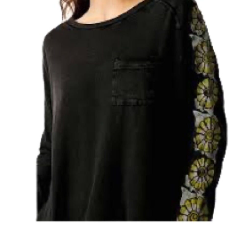 Free People Off the Vine Oversized Long sleeve Tee in Black Size XS - Picture 3 of 8